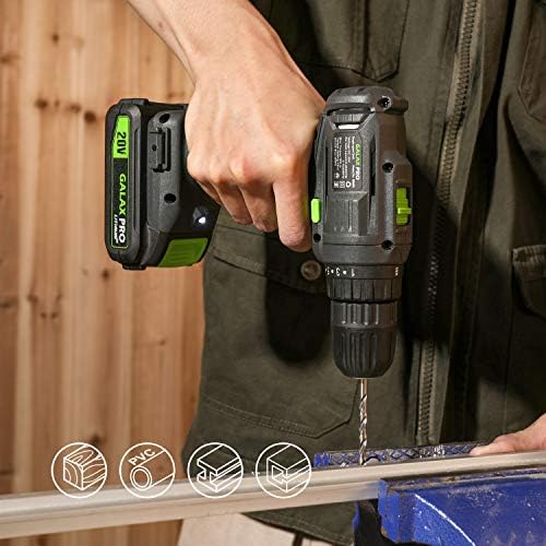 GALAX PRO Cordless Drill Driver/Impact Driver with 1pcs 1.3Ah Lithium-Ion Batteries, Charger Kit, 11pcs Accessories and Tool Bag - Image 8