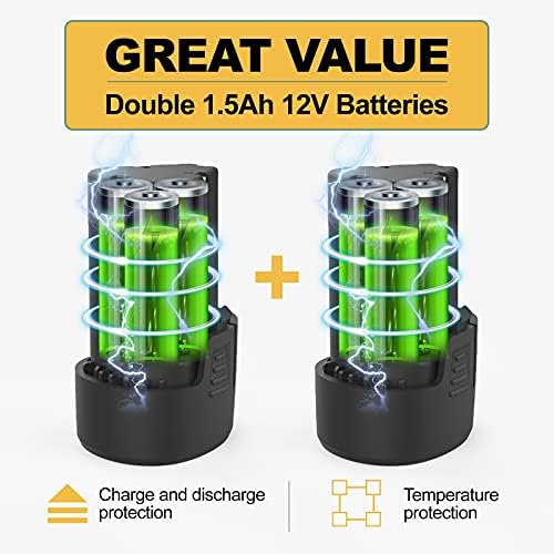 Adedad 12V Cordless Drill Set Electric Power Drill with 2 Batteries and Charger, 3/8 Inch Keyless Chuck, 300 In-lbs Torque, 21+1 Position, 2 Variable Speed, LED Light and 43pcs Accessories - Image 4