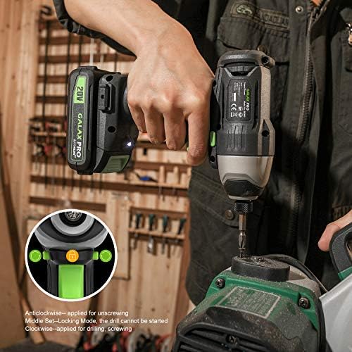 GALAX PRO Cordless Drill Driver/Impact Driver with 1pcs 1.3Ah Lithium-Ion Batteries, Charger Kit, 11pcs Accessories and Tool Bag - Image 6