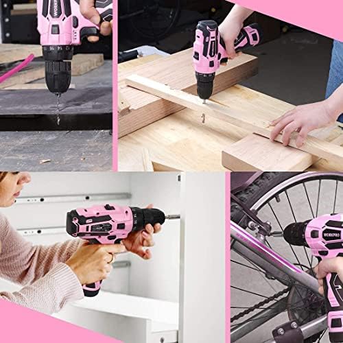 WORKPRO Pink Cordless Drill Driver Set, 12V Electric Screwdriver Driver Tool Kit, 3/8" Keyless Chuck, Charger and Storage Bag Included - Pink Ribbon - Image 9