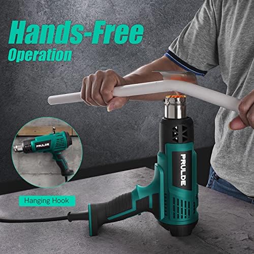 Heat Gun, PRULDE Variable Temperature Settings 122℉~1202℉ Fast Heat Hot Air Gun with 6.56Ft UL Cord for Vinyl Wrap, Crafts, Shrink Tubing/Wrapping, Wire Connectors, Paint Removal HG0240-US - Image 6
