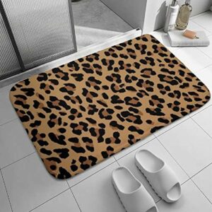 TESIQIMT Rustic Bathroom Rug,Black Brown Leopard Print for Girls,Bathroom Rug Mat Non Slip Door Mats,Soft Bath Mat for Home Decor,Mud Mat for Indoor and Outdoor,15.7x23.6Inches