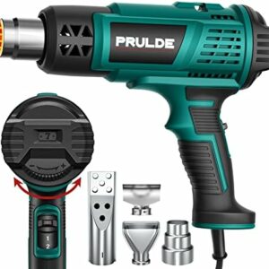 Heat Gun, PRULDE Variable Temperature Settings 122℉~1202℉ Fast Heat Hot Air Gun with 6.56Ft UL Cord for Vinyl Wrap, Crafts, Shrink Tubing/Wrapping, Wire Connectors, Paint Removal HG0240-US