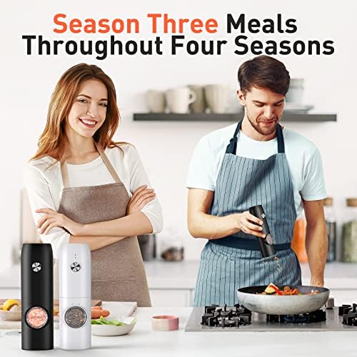 Electric Salt and Pepper Grinder Set (2 Pack), Rechargeable - No Battery Needed - Automatic Salt Pepper Mill Grinder, Adjustable Coarseness, LED Light, One-Hand Operation for Kitchen BBQ - Image 7