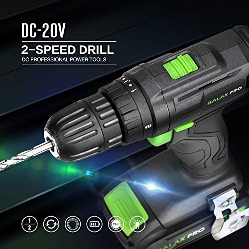GALAX PRO Cordless Drill Driver/Impact Driver with 1pcs 1.3Ah Lithium-Ion Batteries, Charger Kit, 11pcs Accessories and Tool Bag - Image 9