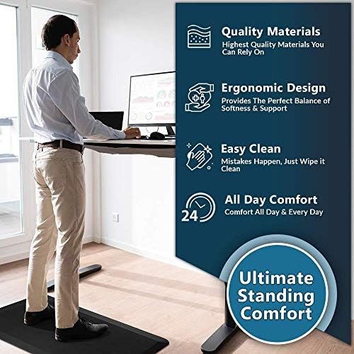 ComfiLife Anti Fatigue Floor Mat – 3/4 Inch Thick Perfect Kitchen Mat, Standing Desk Mat – Comfort at Home, Office, Garage – Durable – Stain Resistant – Non-Slip Bottom (20" x 32", Black) - Image 3