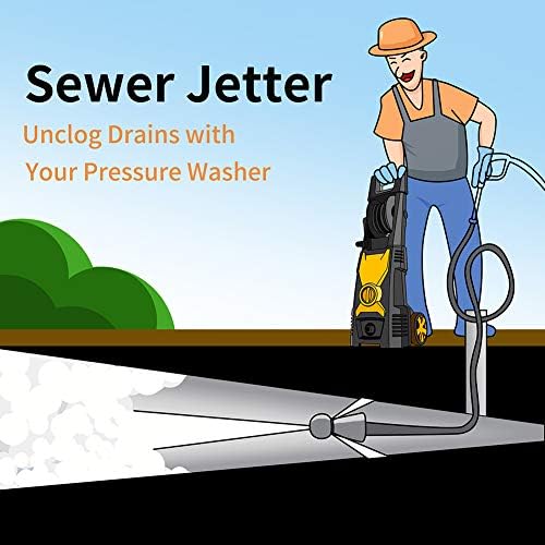 Sooprinse High Pressure Washer Sewer Jetter Kit, Button Nozzle and Rotating Sewer Jetting Nozzle, Pressure Washer Sewer Washer Kit, 50FT Drain Cleaning Hose, 3000 PSI - Image 7