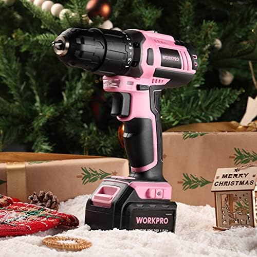 WORKPRO Pink Cordless 20V Lithium-ion Drill Driver Set, 1 Battery, Charger and Storage Bag Included - Pink Ribbon - Image 3