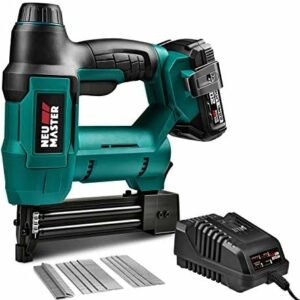 Cordless Nail Gun Battery Powered, NEU MASTER Battery Brad Nailer/Staple Gun NTC0023, 20V Max. 2.0Ah Battery and Charger Included for Upholstery, Woodworking and Carpentry