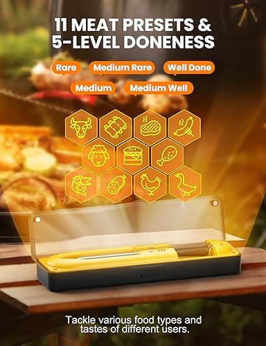 Wireless Meat Thermometer with 493FT Long Wireless Range, Instant Read Digital Food Thermometer, Smart APP Control, Charging Dock, Kitchen Thermometer for Roast, Oven, Grill, BBQ, Smoker, Rotisserie - Image 7