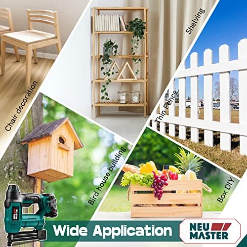 Cordless Nail Gun Battery Powered, NEU MASTER Battery Brad Nailer/Staple Gun NTC0023, 20V Max. 2.0Ah Battery and Charger Included for Upholstery, Woodworking and Carpentry - Image 4