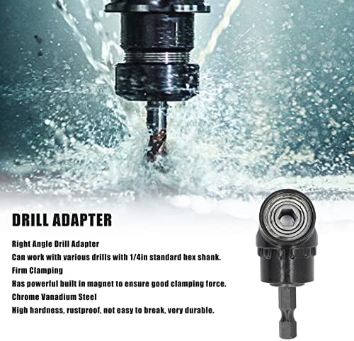 90 Degree Drill Adapter, Right Angle Drill, Multifunction Right Angle Driver Angle Extension Power Screwdriver Drill with 1/4in Hex Shank Accessory for Household Workplace Industry - Image 2
