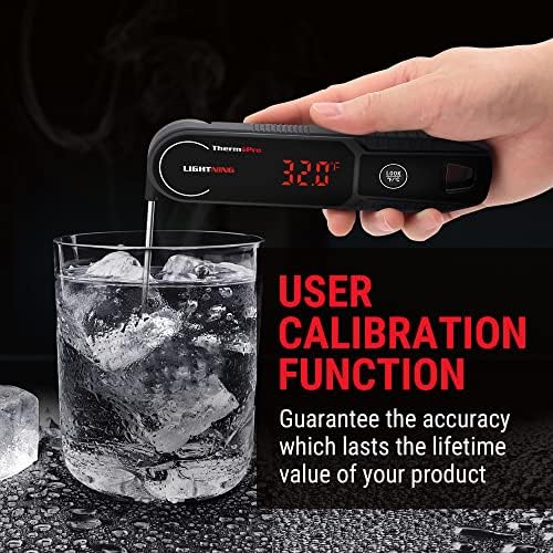 ThermoPro Lightning 1-Second Instant Read Meat Thermometer, Calibratable Kitchen Food Thermometer with Ambidextrous Display, Waterproof Cooking Thermometer for Oil Deep Fry Smoker BBQ Grill - Image 4