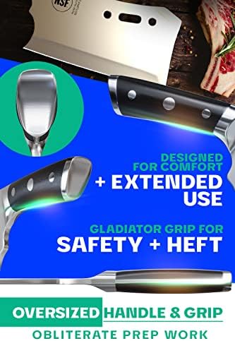Dalstrong Obliterator Meat Cleaver - 9 inch - Gladiator Series R - Wood Stand and Sheath - Razor Sharp Massive Heavy Duty - 3lbs 6mm Thickness - 7CR17MOV Steel Kitchen - G10 Handle - Image 7