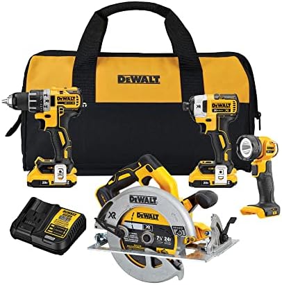 DEWALT 20V MAX Power Tool Combo Kit, 4-Tool Cordless Power Tool Set with 2 Batteries and Charger (DCK483D2)