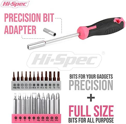 Hi-Spec 58pc Pink 8V USB Electric Drill Driver & Household Tool Kit Set With Variable Speed DIY Cordless Power Screwdriver - Image 5