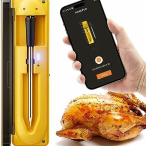 Wireless Meat Thermometer with 493FT Long Wireless Range, Instant Read Digital Food Thermometer, Smart APP Control, Charging Dock, Kitchen Thermometer for Roast, Oven, Grill, BBQ, Smoker, Rotisserie