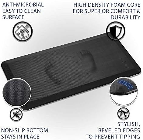 ComfiLife Anti Fatigue Floor Mat – 3/4 Inch Thick Perfect Kitchen Mat, Standing Desk Mat – Comfort at Home, Office, Garage – Durable – Stain Resistant – Non-Slip Bottom (20" x 32", Black) - Image 9