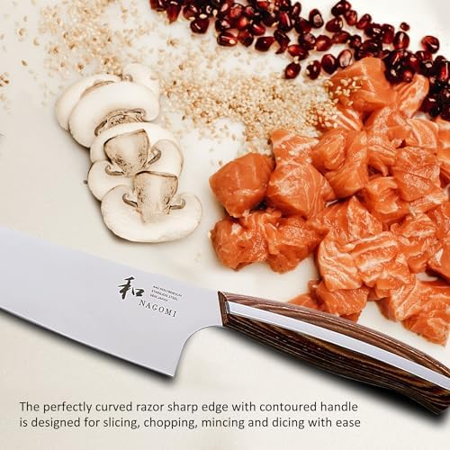 [NAGOMI] 8 inch Chef Knife | 440A Molybdenum Steel Ultra Sharp Professional Japanese Kitchen Cooking Knife with Ergonomic Handle for Thick Meat and Fish | Stylish Gift Box - Image 3