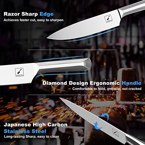 Knife Set, imarku 16 PCS High Carbon Japanese Stainless Steel Knife Sets for Kitchen with Block, Ultra Sharp Kitchen Knife Set with Sharpener Chef Knife Set, Dishwasher Safe - Image 3