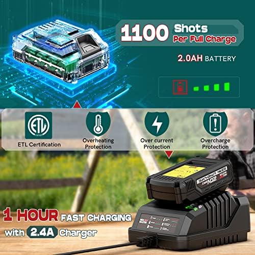 Cordless Nail Gun Battery Powered, NEU MASTER Battery Brad Nailer/Staple Gun NTC0023, 20V Max. 2.0Ah Battery and Charger Included for Upholstery, Woodworking and Carpentry - Image 5