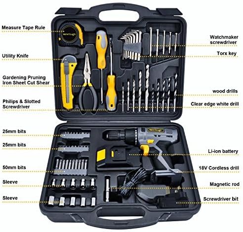 Uniteco 77PCS 18/20V Cordless Drill Screwdriver Tool Set Home Repair Set Combo Kit Tool Kit - Image 3
