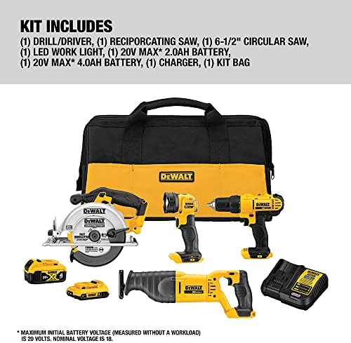 DEWALT 20V MAX Power Tool Combo Kit, 4-Tool Cordless Power Tool Set with Battery and Charger (DCK445D1M1) - Image 7