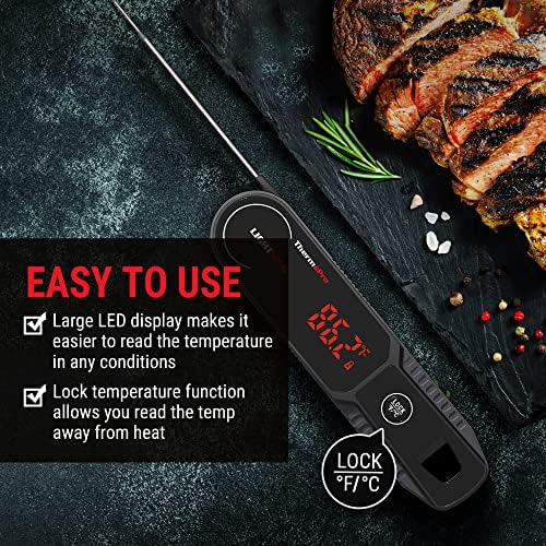 ThermoPro Lightning 1-Second Instant Read Meat Thermometer, Calibratable Kitchen Food Thermometer with Ambidextrous Display, Waterproof Cooking Thermometer for Oil Deep Fry Smoker BBQ Grill - Image 8
