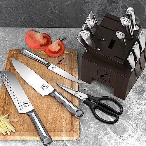 Knife Set, imarku 16 PCS High Carbon Japanese Stainless Steel Knife Sets for Kitchen with Block, Ultra Sharp Kitchen Knife Set with Sharpener Chef Knife Set, Dishwasher Safe - Image 8