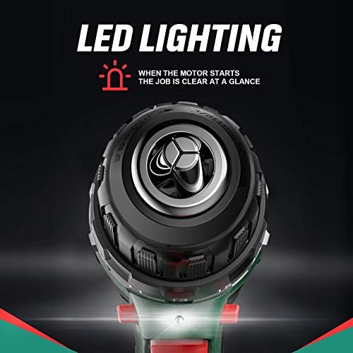 HUYOSEN Cordless Drill Driver, 21V Professional Impact Drill, 46N.M Torque- 3/8''Auto Chuck, 23+1 Clutch, 57 Pcs Accessorie, Built-in LED Power Drill Drivers Set for Drilling Wall Wood Metal DIYs - Image 4