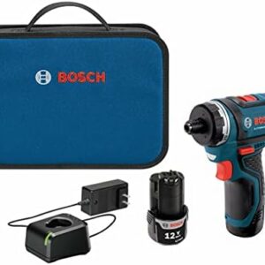 Bosch PS21-2A 12V Max 2-Speed Pocket Driver Kit with 2 Batteries, Charger and Case , Blue