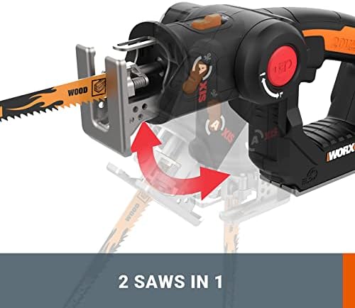 WORX 20V Cordless Power Tool Combo Kit WX914L AXIS Precision Cutting Jigsaw & 1/4 Inch Impact Driver, 2in1 Reciprocating Saw & Drill Driver, PowerShare, 2 * 2.0Ah Batteries & Charger Included - Image 3