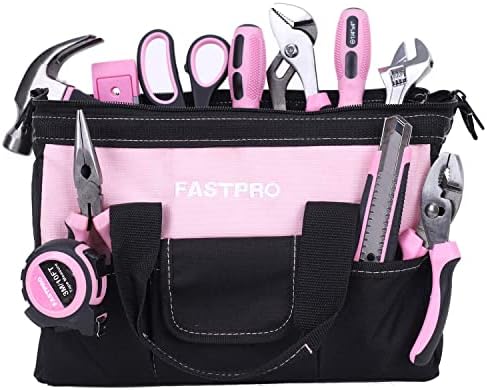 FASTPRO 232-Piece 20V Pink Cordless Lithium-ion Drill Driver and Home Tool Set, Lady's Repairing Kit with 12-Inch Wide Mouth Open Storage Bag - Image 9