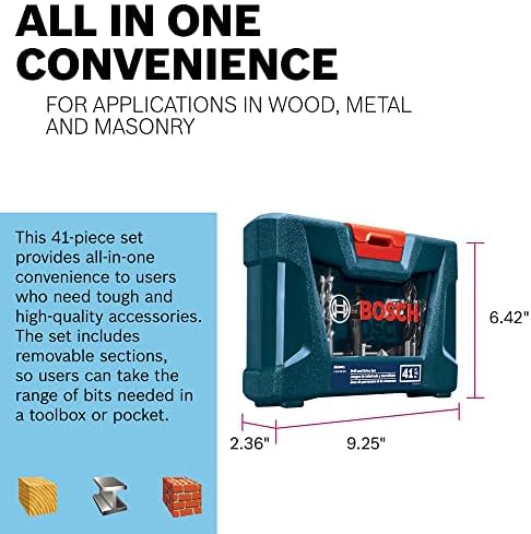 BOSCH CLPK22-120 12V Max Cordless 2-Tool 3/8 in. Drill/Driver and 1/4 in. Impact Driver Combo Kit with 2 Batteries, Charger and Case & Bosch MS4041 41-Piece Drill and Drive Bit Set - Image 8