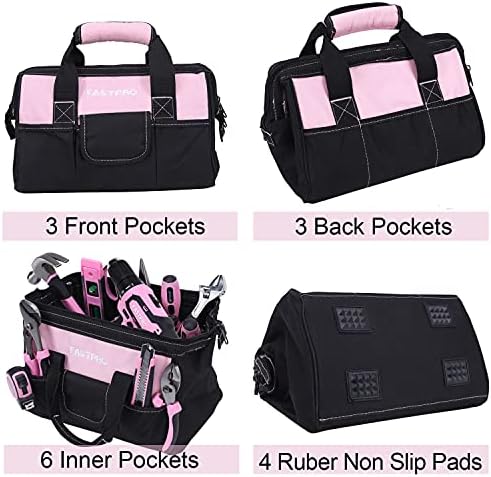 FASTPRO Pink Tool Set, 220-Piece Lady's Home Repairing Tool Kit with 12-Inch Wide Mouth Open Storage Tool Bag - Image 8