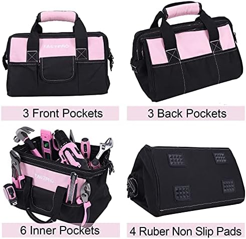FASTPRO 232-Piece 20V Pink Cordless Lithium-ion Drill Driver and Home Tool Set, Lady's Repairing Kit with 12-Inch Wide Mouth Open Storage Bag - Image 8