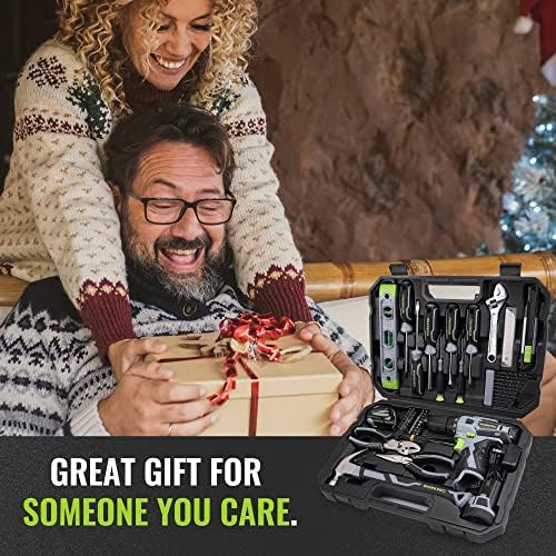 WORKPRO Home Tool Kit with Power Drill, 108PCS Power Home Tool Set with 12V 1.5 Ah Battery Powered Screwdriver and Tool Box, Electric Cordless Drill Set with Keyless Chuck and Variable Speed Trigger - Image 9