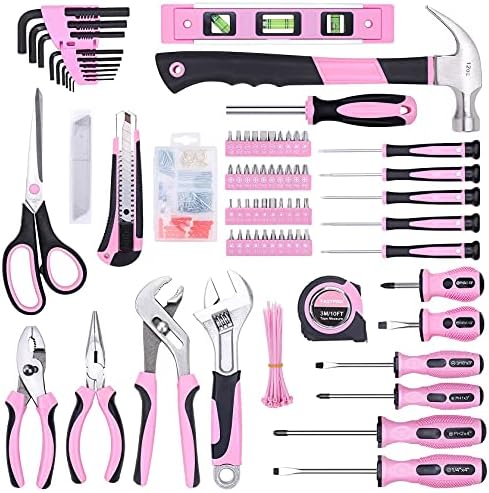 FASTPRO Pink Tool Set, 220-Piece Lady's Home Repairing Tool Kit with 12-Inch Wide Mouth Open Storage Tool Bag - Image 3