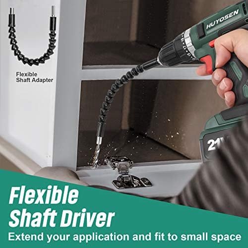 HUYOSEN Cordless Drill Driver, 21V Professional Impact Drill, 46N.M Torque- 3/8''Auto Chuck, 23+1 Clutch, 57 Pcs Accessorie, Built-in LED Power Drill Drivers Set for Drilling Wall Wood Metal DIYs - Image 5