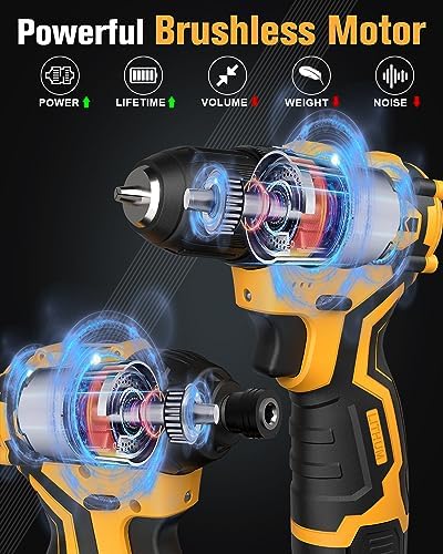 EWORK Cordless Drill and Impact Driver Set, 12V Compact Brushless 1/4 Impact Driver 3/8 Power Drill Cordless with (2) 2.0Ah Battery, Fast Charger, Tool Bag, Electric Drill Driver Power Tool Combo Kits - Image 2